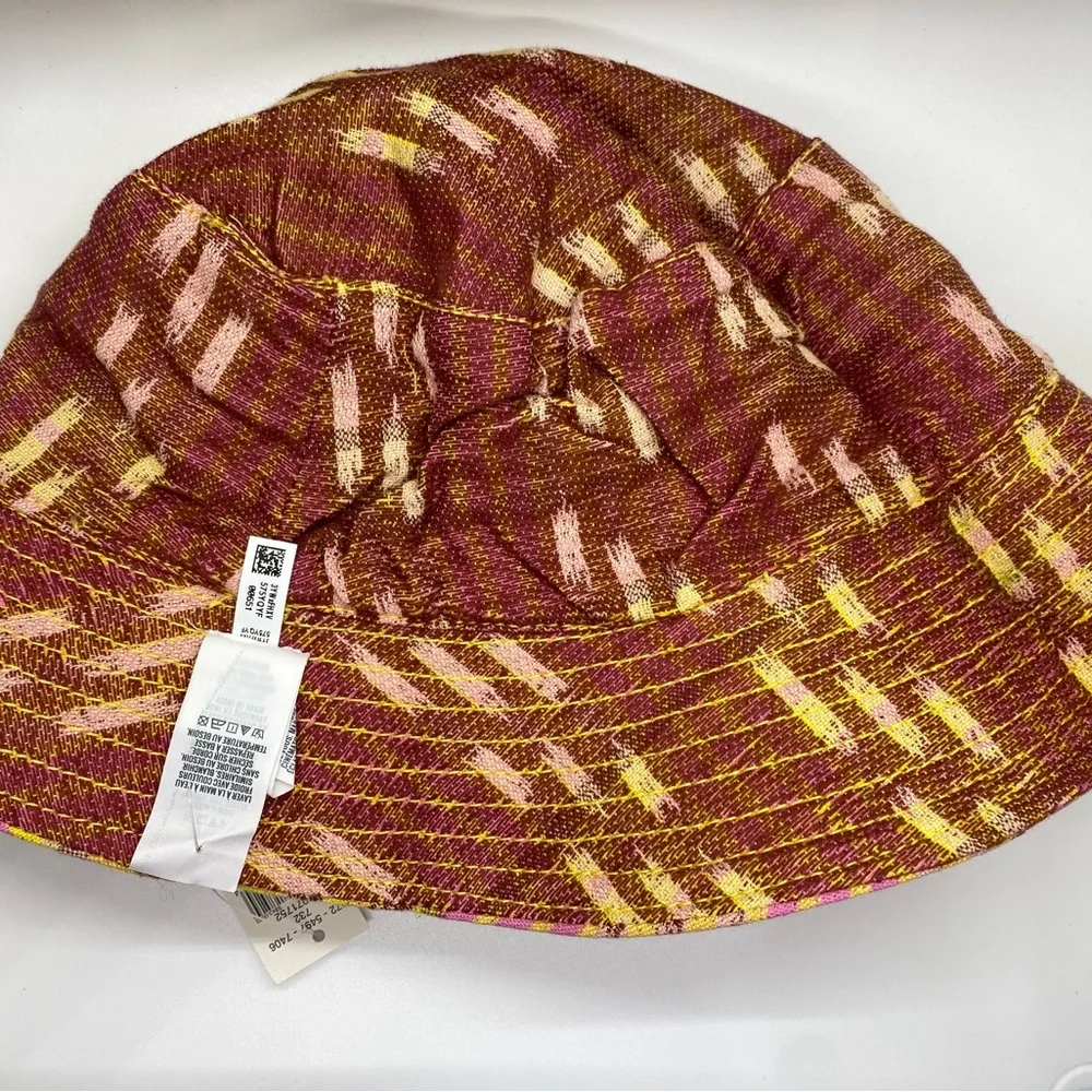 NWT AERIE Yellow/Pink/Brown Plaid Reversible Bucket Hat Woman’s One Size - Picture 3 of 3